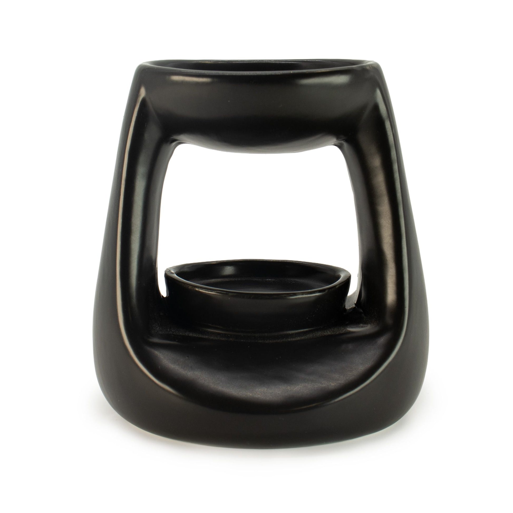 Ceramic Zen Oil Burner - Small Classic  - Matt Black lifestyle product photo on neutral background