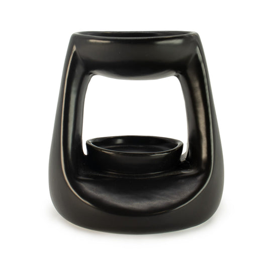 Ceramic Zen Oil Burner - Small Classic  - Matt Black lifestyle product photo on neutral background