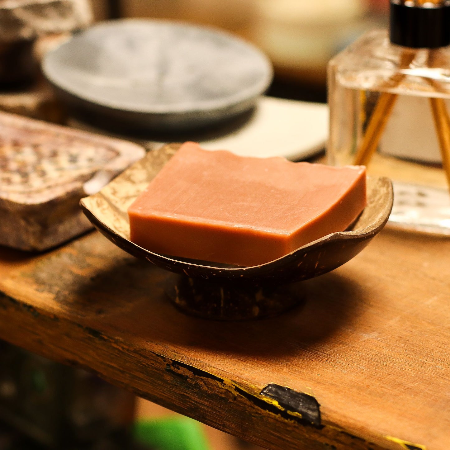 Natural Coconut Soap Dish - Square - 11cm from our luxury coconut soap dishes collection