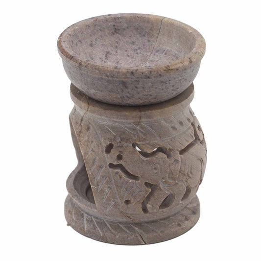 Small Soapstone Oil Burner 8cm - Elephant lifestyle product photo on neutral background