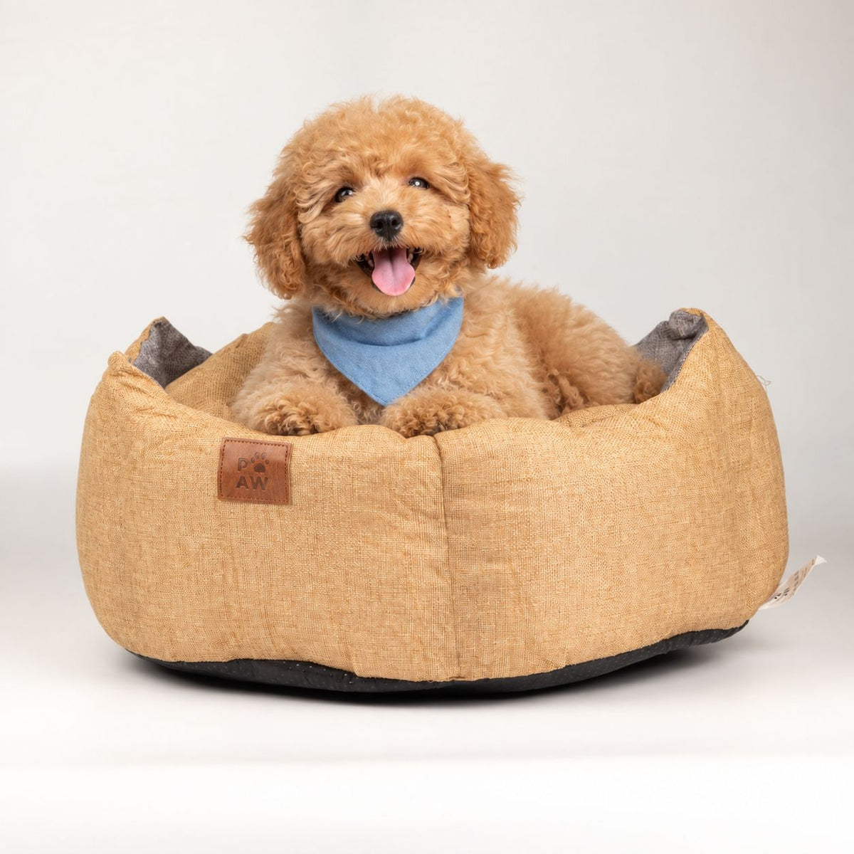 PAW Royal Crown Pet Bed – Sand & Grey – Medium – 50 × 50 × 26cmcm