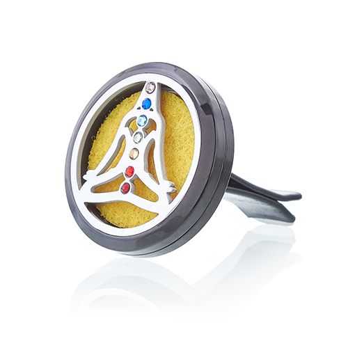 Car Diffuser Kit - Pewter Yoga Chakra - 30mm from our luxury aromatherapy car diffuser kits collection