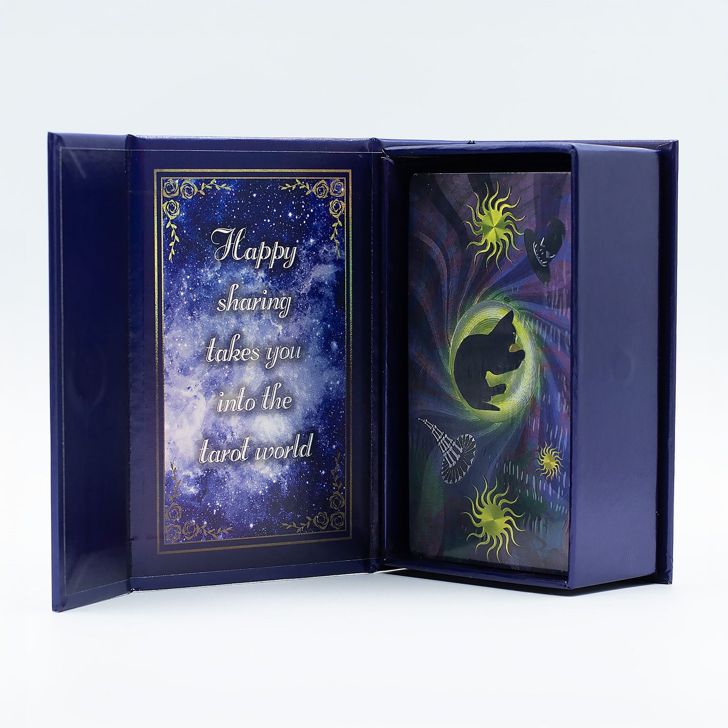 Purple Foil Tarot Card Set - Witch Tarot - with booklet lifestyle product photo on neutral background