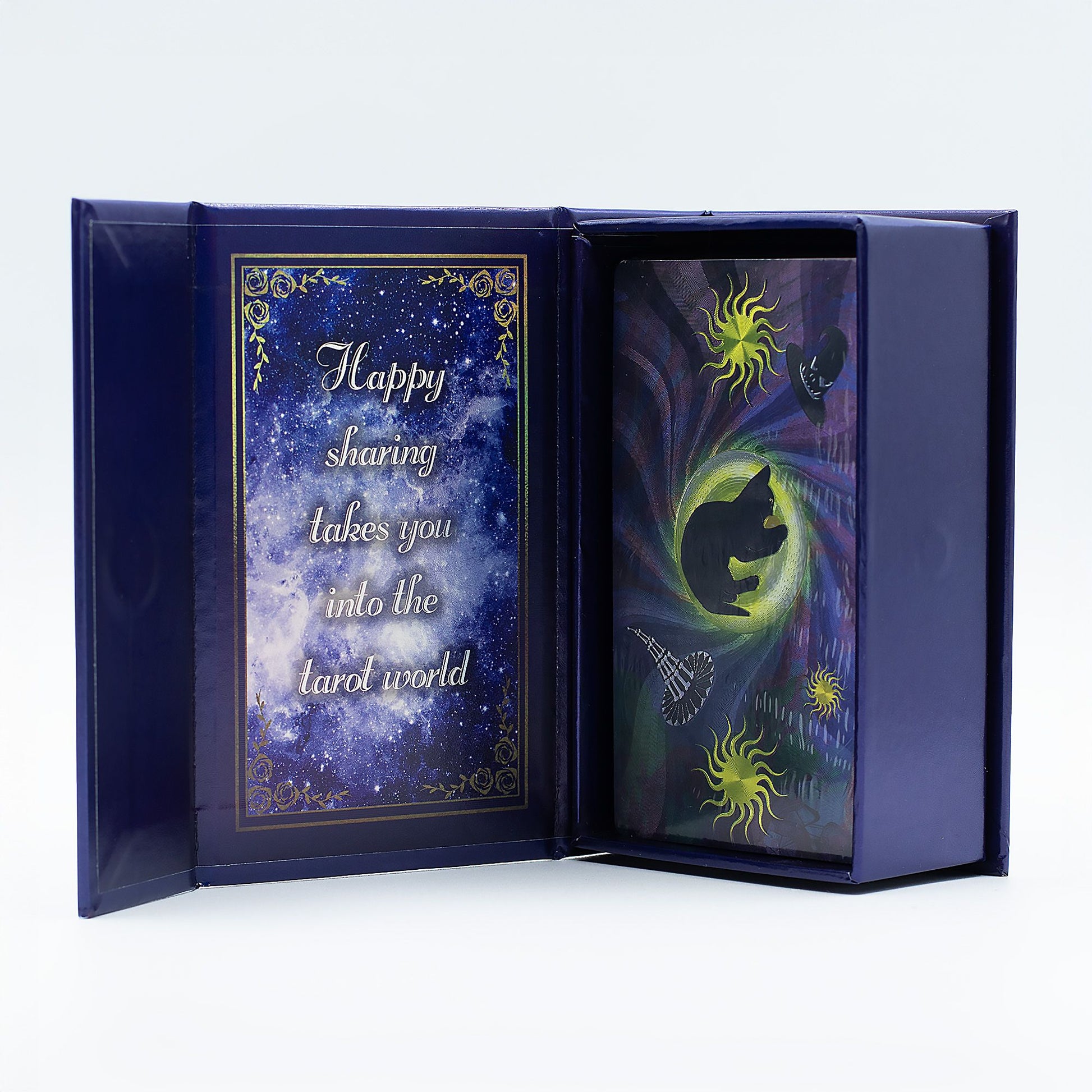 Purple Foil Tarot Card Set - Witch Tarot - with booklet lifestyle product photo on neutral background