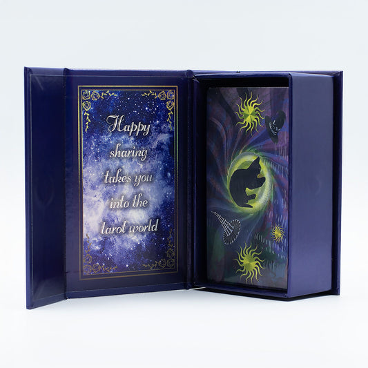 Purple Foil Tarot Card Set - Witch Tarot - with booklet lifestyle product photo on neutral background