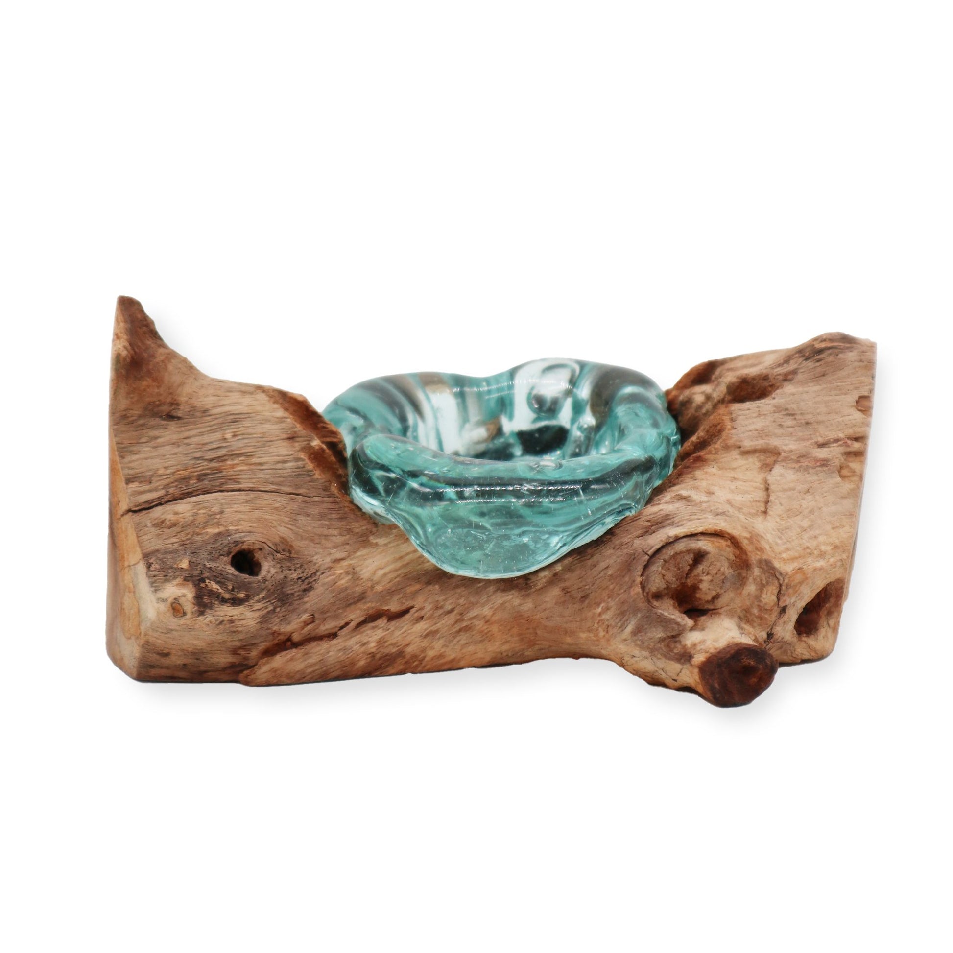 Photo 1 of Molten Glass Candle Single Holder On Wood Luxury Decor featuring authentic premium craftsmanship.