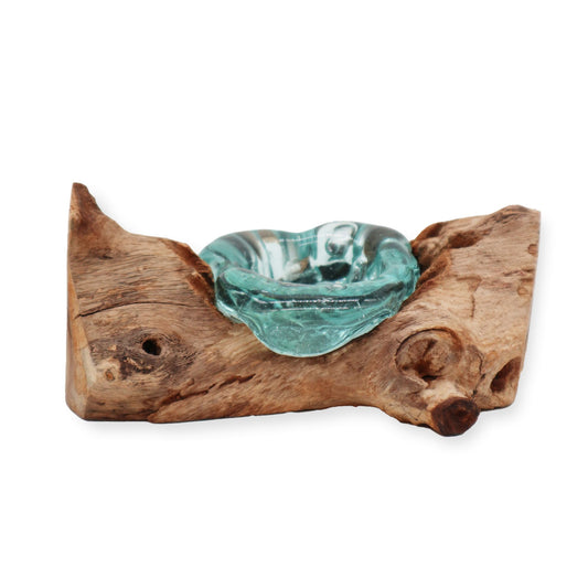 Photo 1 of Molten Glass Candle Single Holder On Wood Luxury Decor featuring authentic premium craftsmanship.