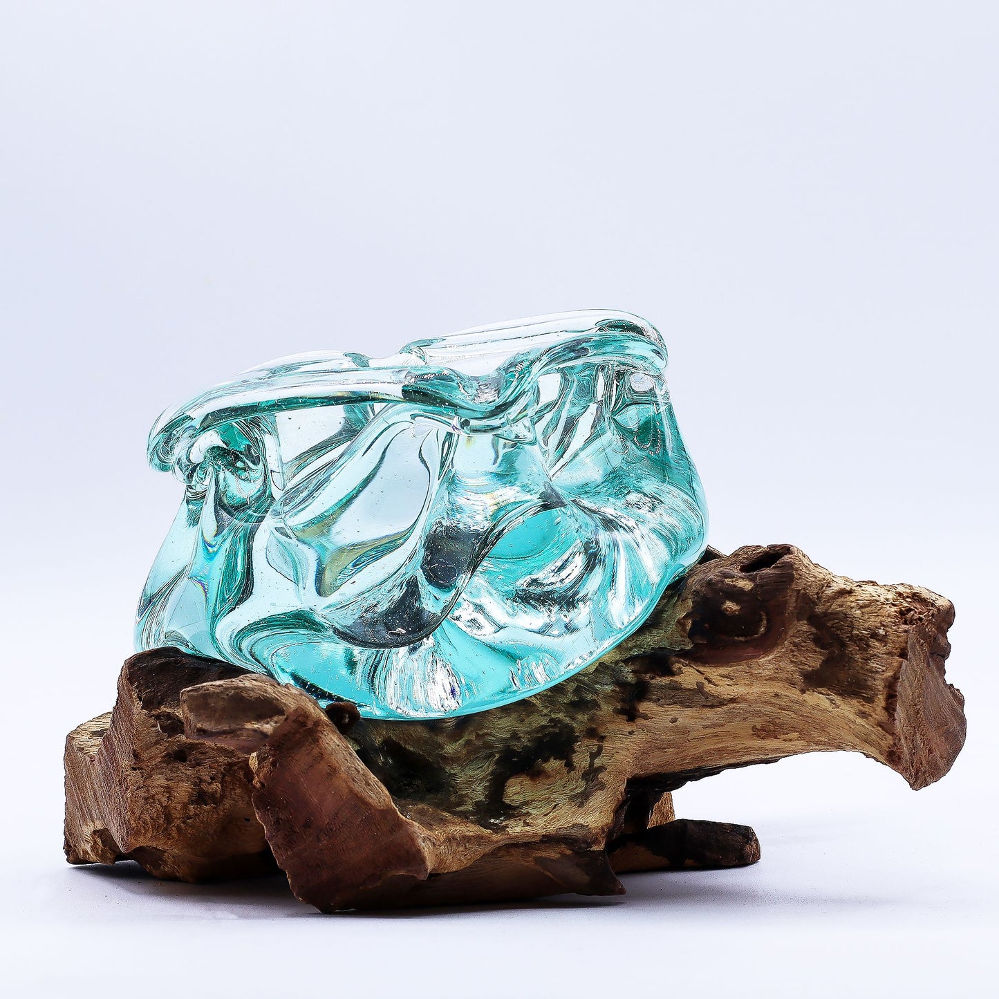 Photo 5 of Molten Glass Chunky Ashtray / Candle Holder On Wood 23cm featuring authentic premium craftsmanship.