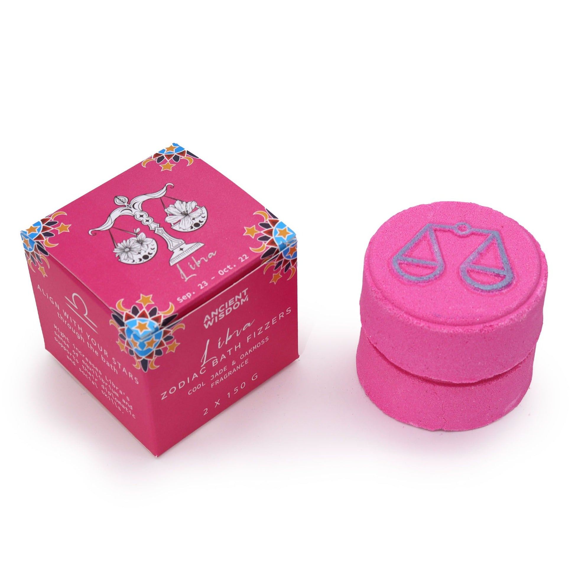 Set of Zodiac Bath Fizzers with Horoscope - Libra lifestyle product photo on neutral background