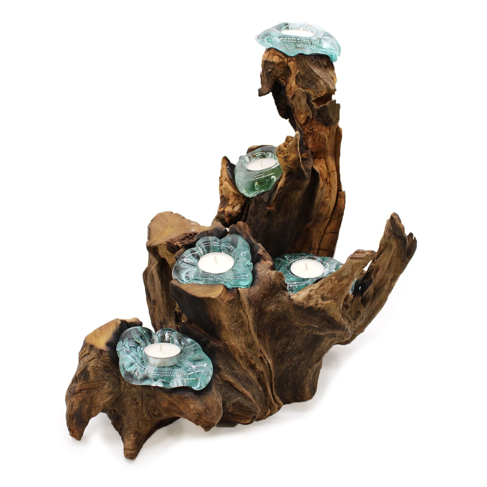 Photo 4 of Molten Glass Five Candle Holder On Wood Luxury Decor featuring authentic premium craftsmanship.