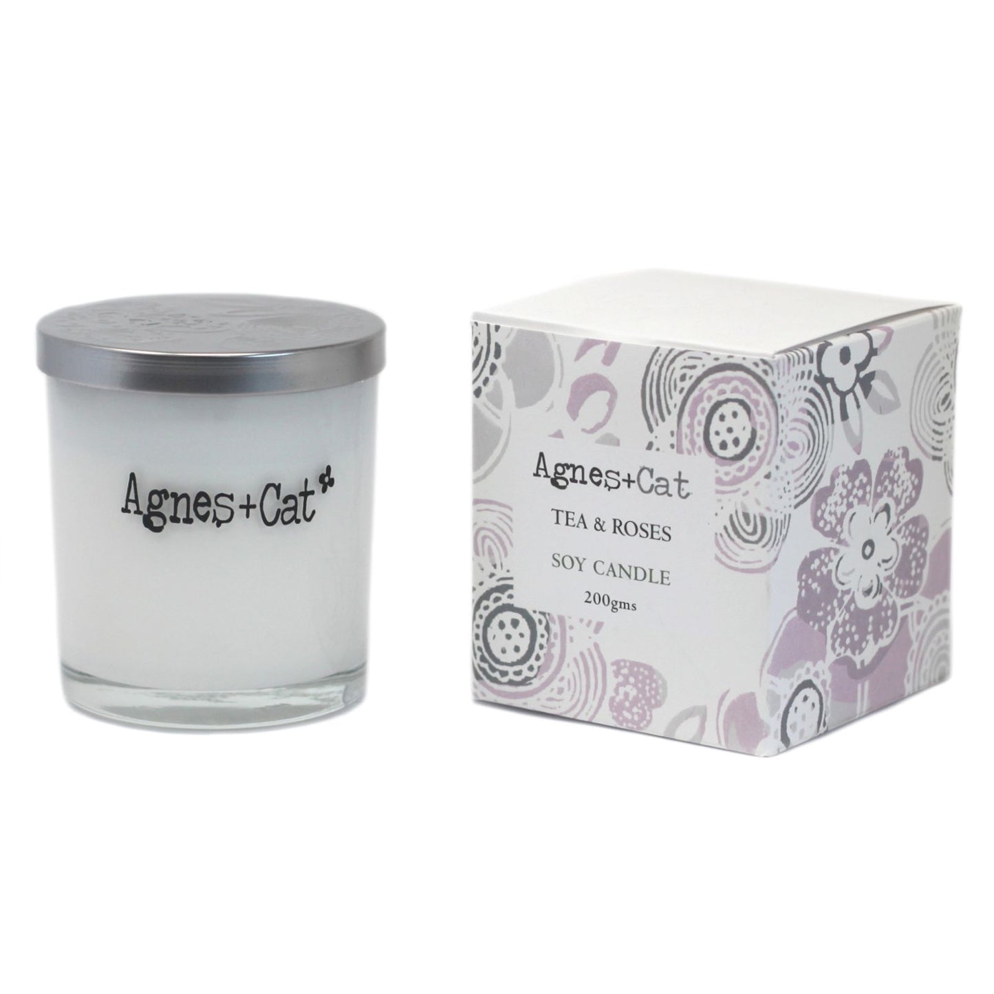 Detailed close up view highlighting the high quality craftsmanship and individual features of the agnes cat votive candle tea and roses540