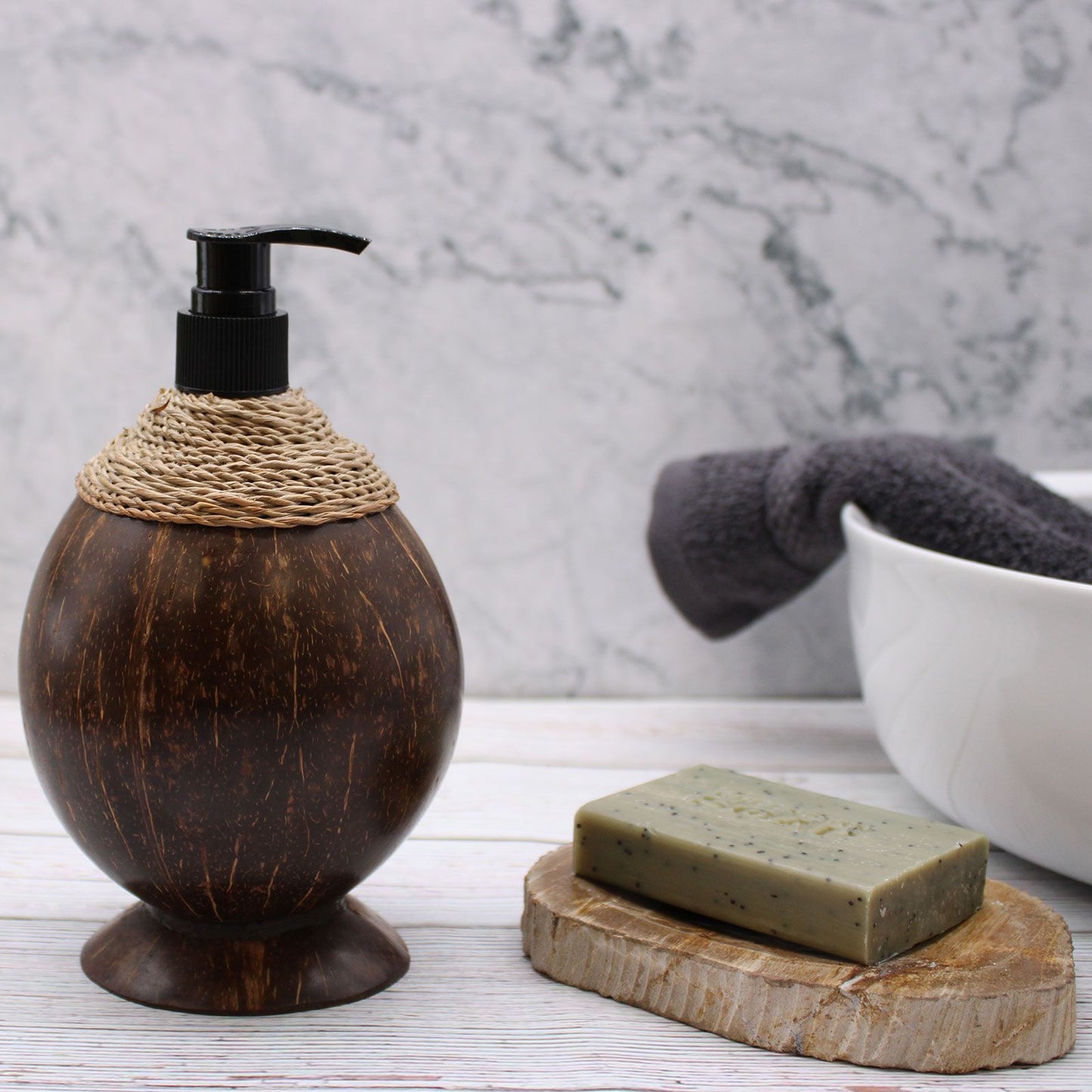 Natural Coconut Soap Dispenser - 150ml from our luxury teakwood soap dispensers collection