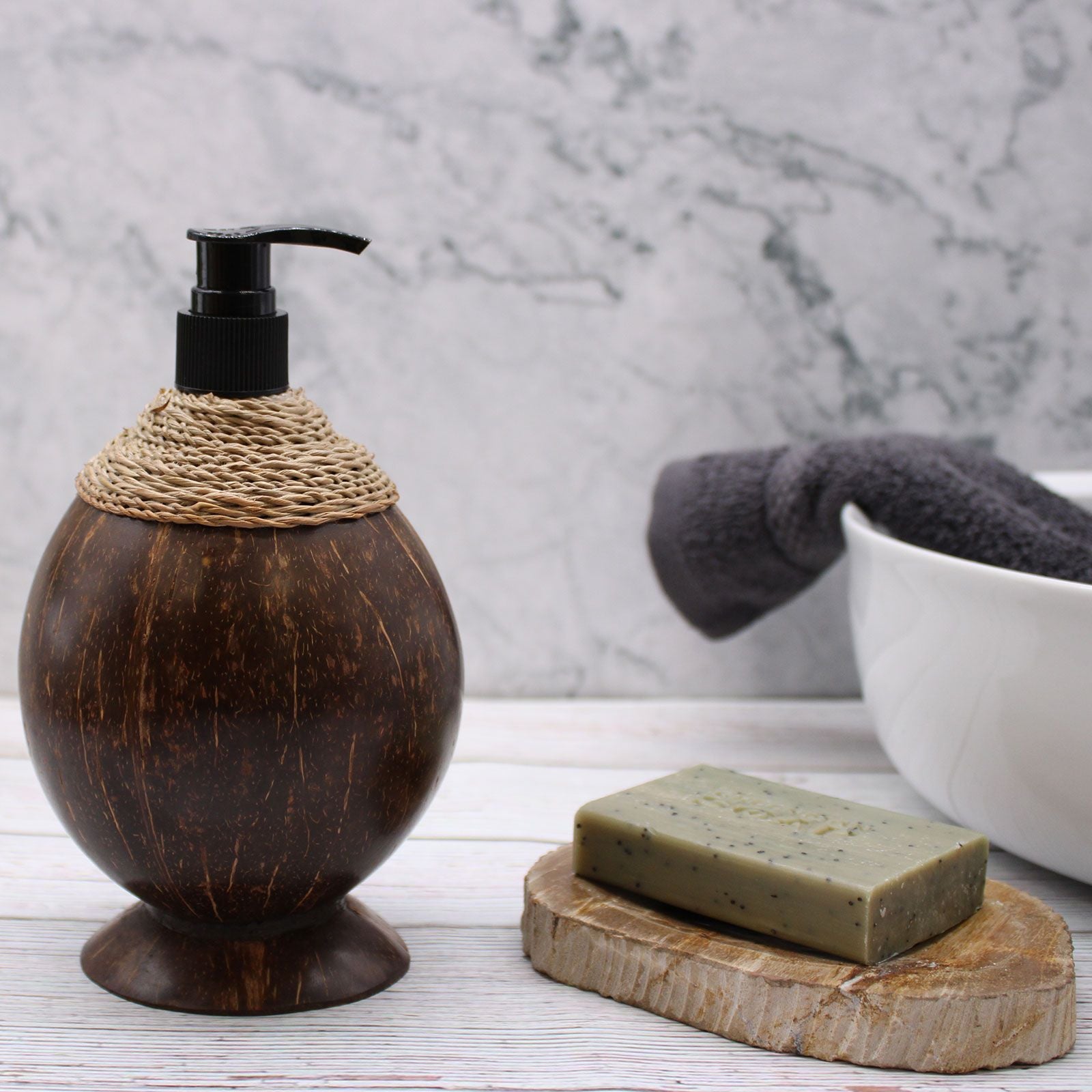 Natural Coconut Soap Dispenser - 150ml from our luxury teakwood soap dispensers collection