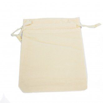 Quality Velvet Pouch - Ivory 10x12cm lifestyle product photo on neutral background