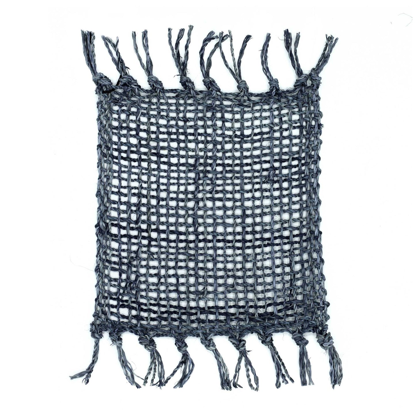 Set of 4 Seagrass Fringe Natural Coasters - Charcoal from our luxury java placemats and coasters collection