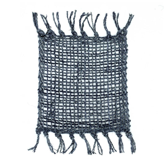 Set of 4 Seagrass Fringe Natural Coasters - Charcoal from our luxury java placemats and coasters collection
