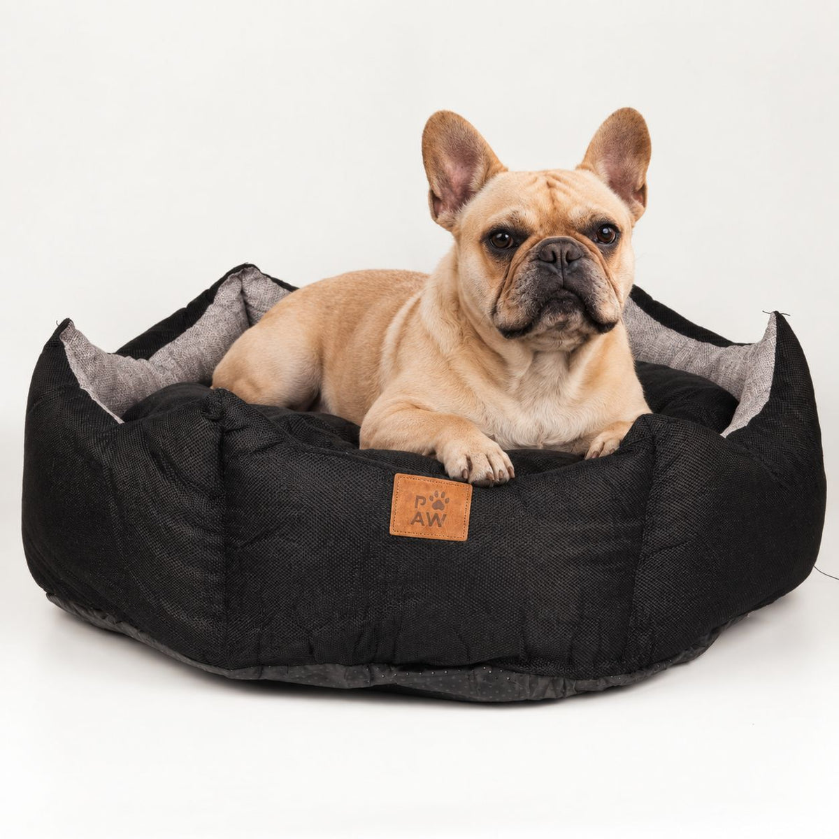 PAW Royal Crown Pet Bed – Black & Grey – Large – 60 × 60 × 26cmcm