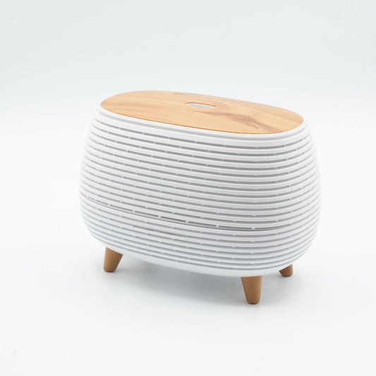 Futuristic Ribbed Aroma Diffuser with Colour-Changing Light lifestyle product photo on neutral background