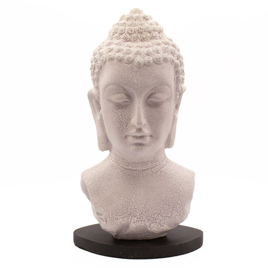 Buddha Bust Lamp Lavender Crackle - Oval Stand lifestyle product photo on neutral background