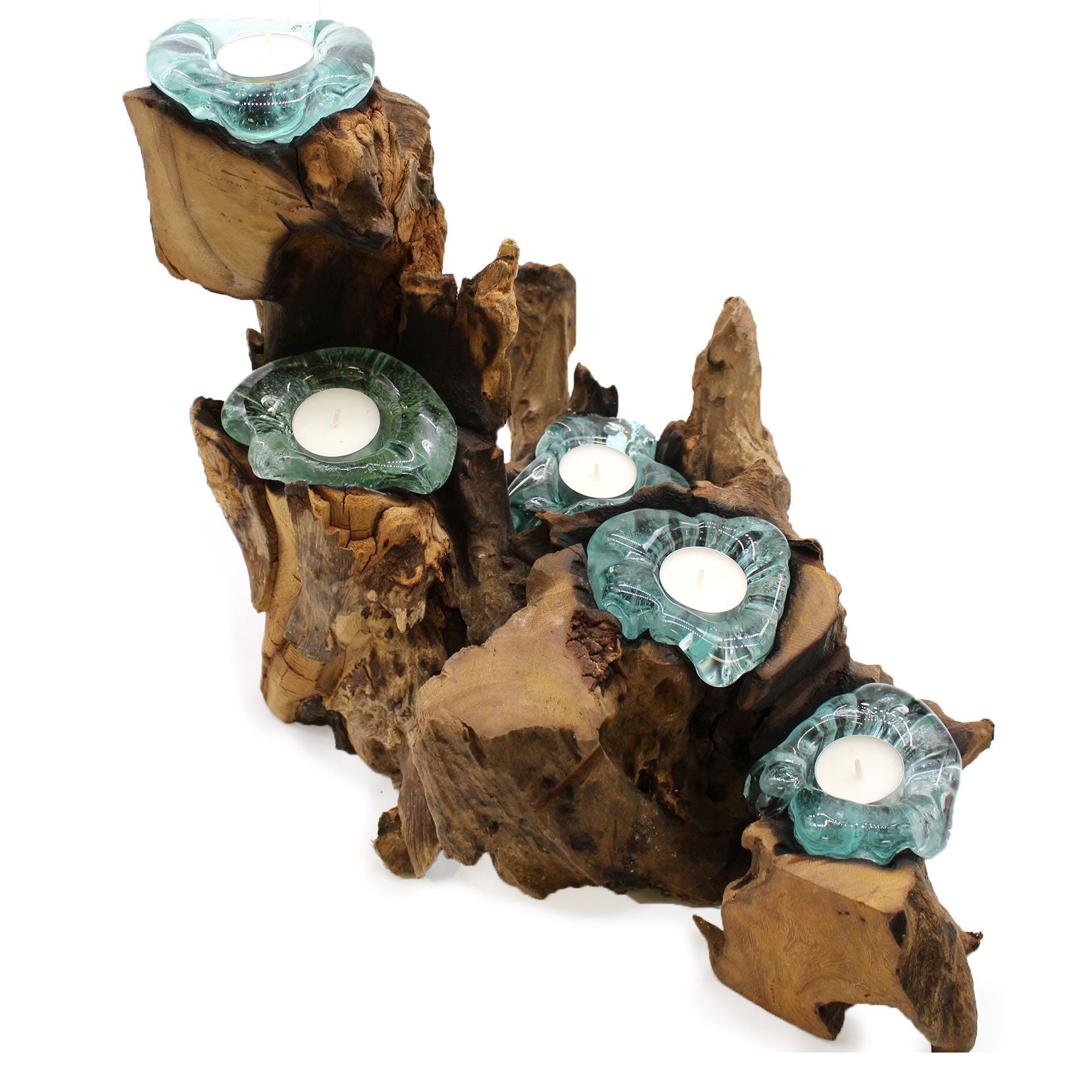 Photo 5 of Molten Glass Five Candle Holder On Wood Luxury Decor featuring authentic premium craftsmanship.