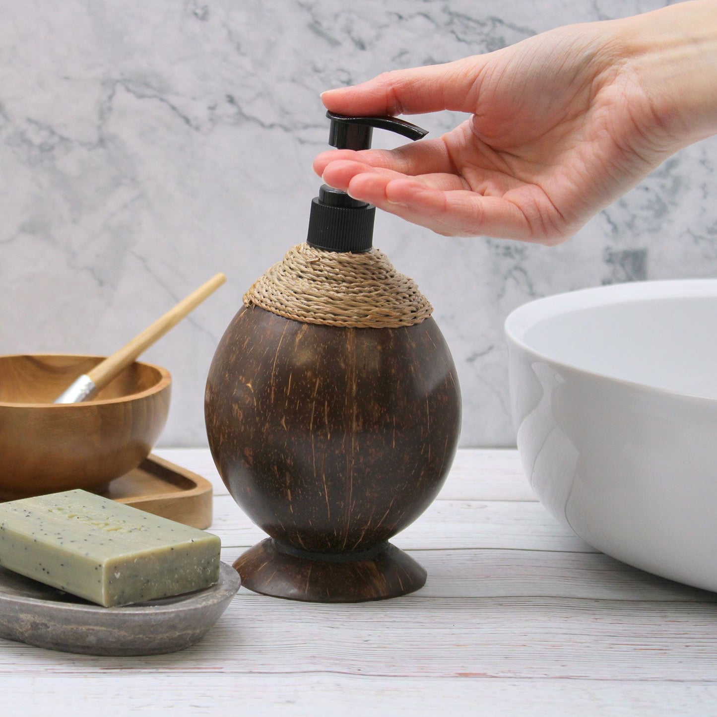 Natural Coconut Soap Dispenser - 150ml from our luxury teakwood soap dispensers collection