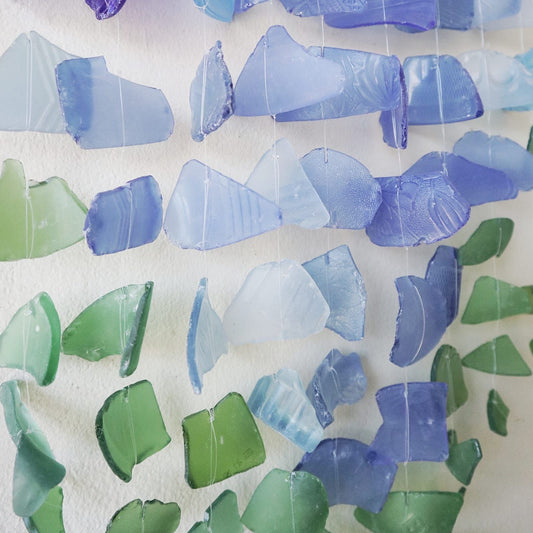 Three Stick - Blue & Green from our luxury recycled glass wind chimes collection