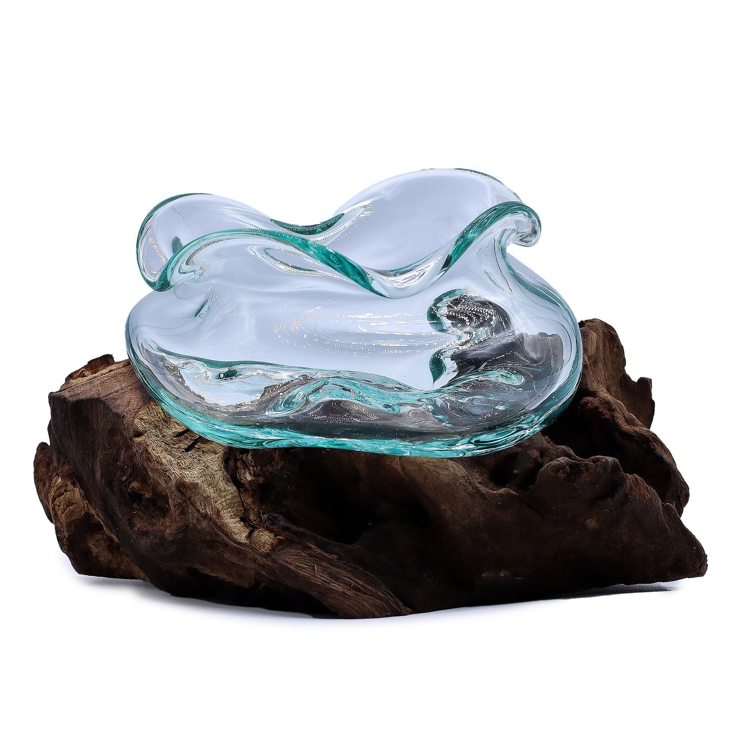 Photo 1 of Molten Glass Wavy Bowl On Wood 18cm Luxury Decor Premium Edi featuring authentic premium craftsmanship.