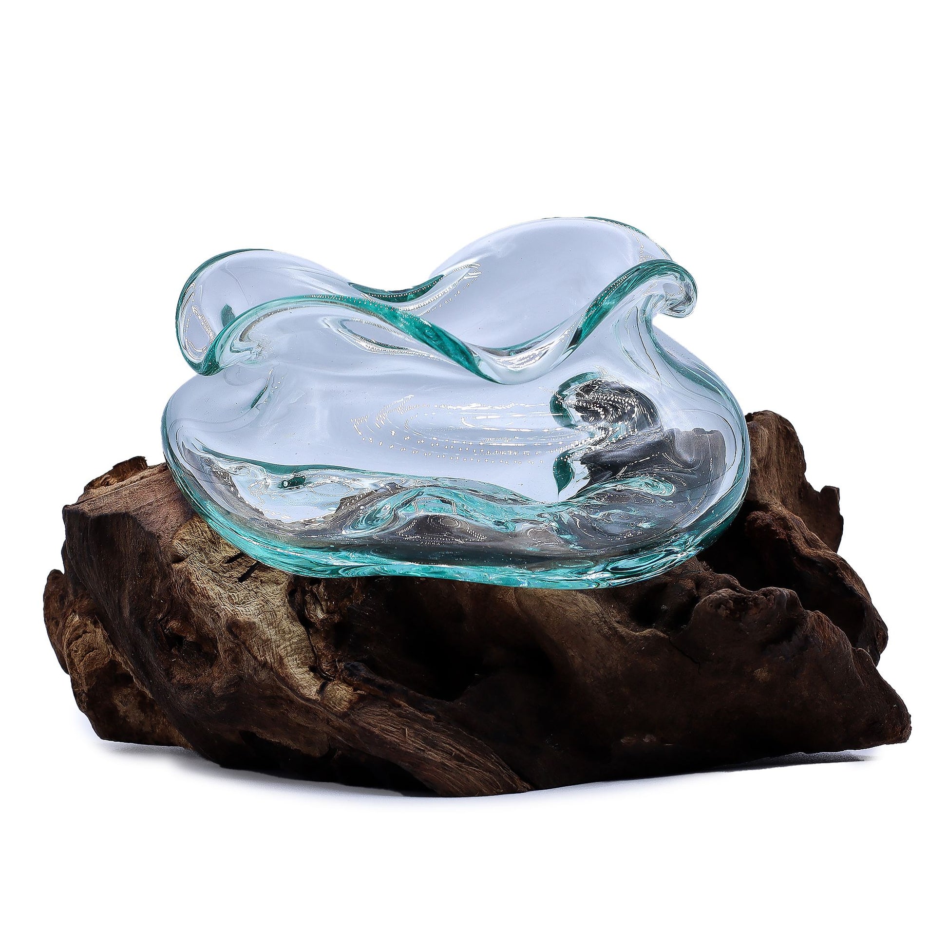 Photo 1 of Molten Glass Wavy Bowl On Wood 18cm Luxury Decor Premium Edi featuring authentic premium craftsmanship.