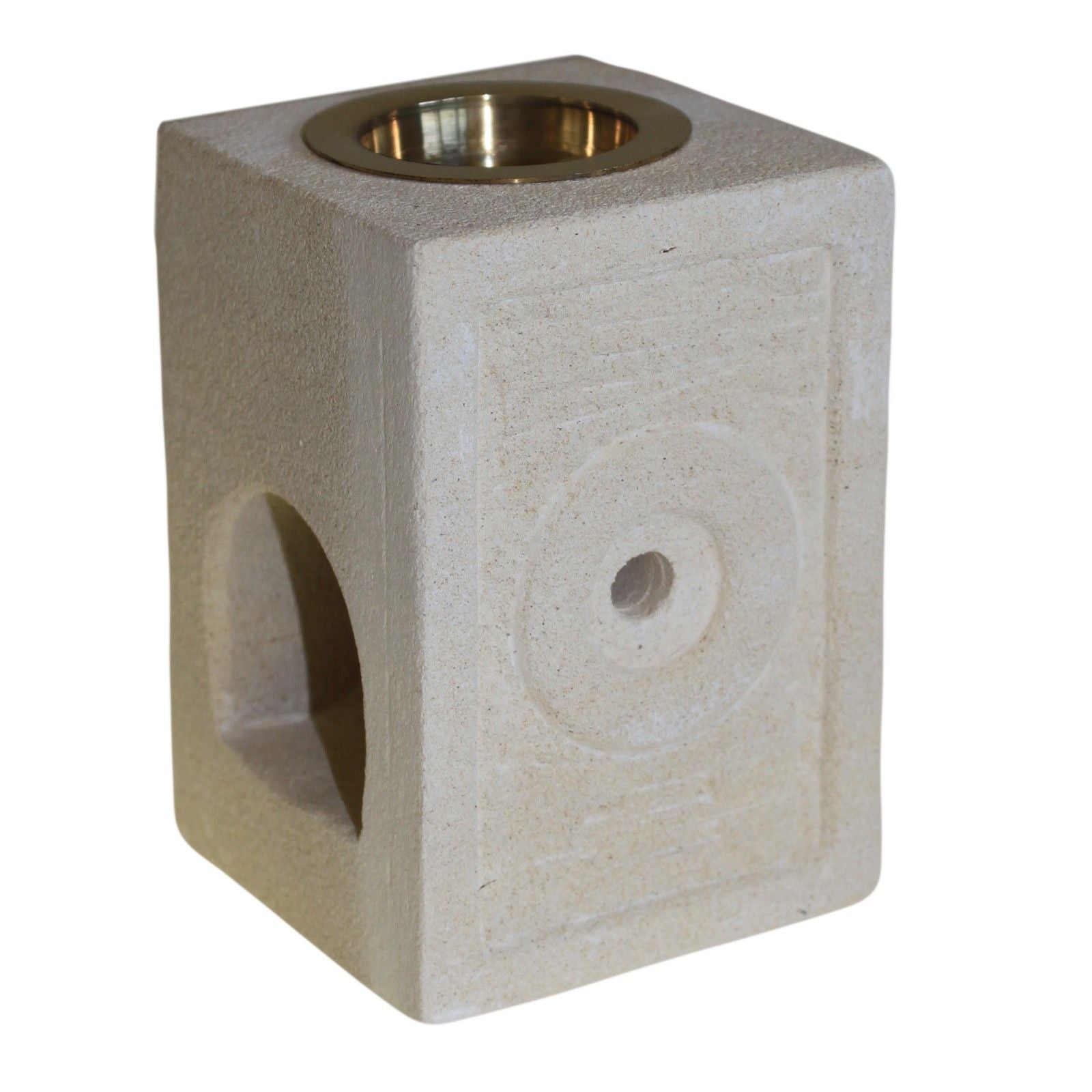 Stone Oil Burner - Square Moorish lifestyle product photo on neutral background