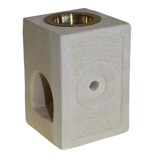 Stone Oil Burner - Square Moorish lifestyle product photo on neutral background