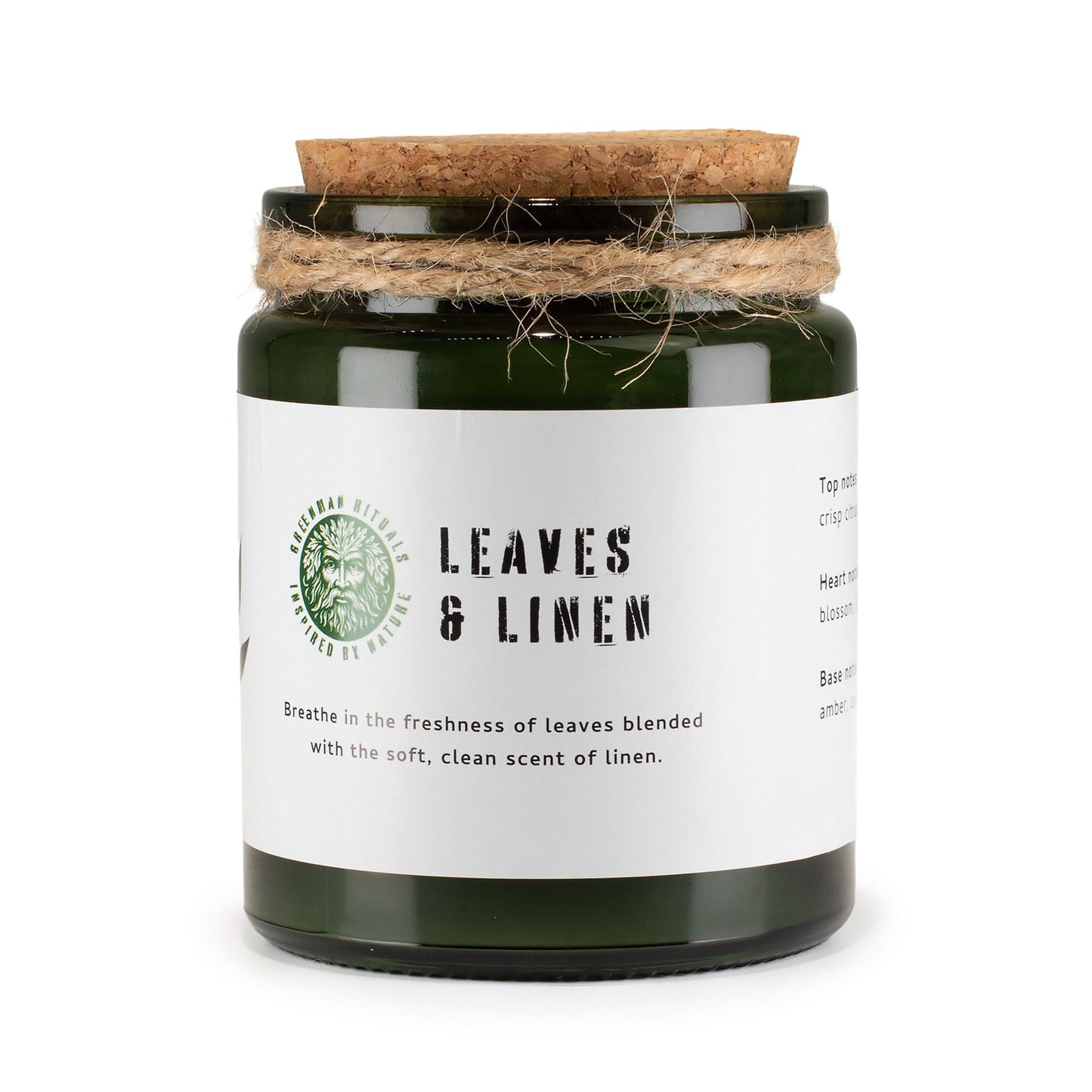 Luxury presentation of the greenman woodwick soy candle leaves linen450 showing the premium artisan packaging and complete set contents