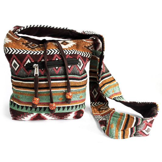 Jacquard Bag - Chocolate Sling Bag lifestyle product photo on neutral background