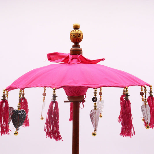 Bali Home Decor Parasol - Cotton - Pink- 40cm lifestyle product photo on neutral background