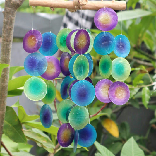 Green & Purple Driftwood Cross Chime from our luxury driftwood chime collection