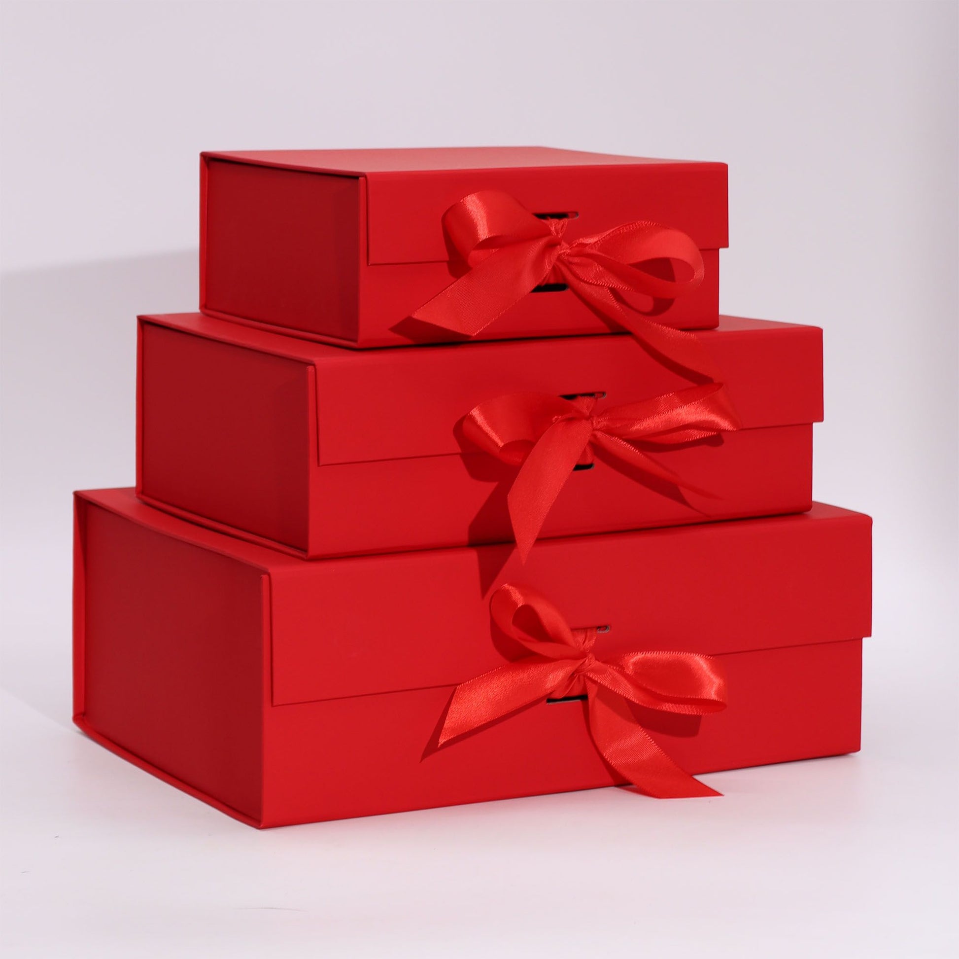 Flat Pack Gift Box - Medium Square (20x18.2x8cm) - Red lifestyle product photo on neutral background