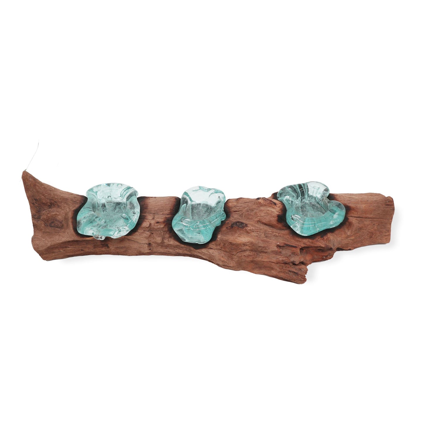 Photo 3 of Molten Glass Flat Triple Candle Holder On Wood Luxury Decor featuring authentic premium craftsmanship.