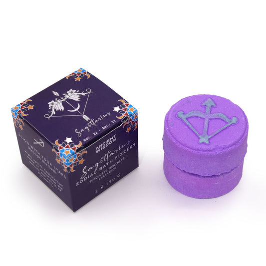 Set of Zodiac Bath Fizzers with Horoscope - Sagittarius lifestyle product photo on neutral background