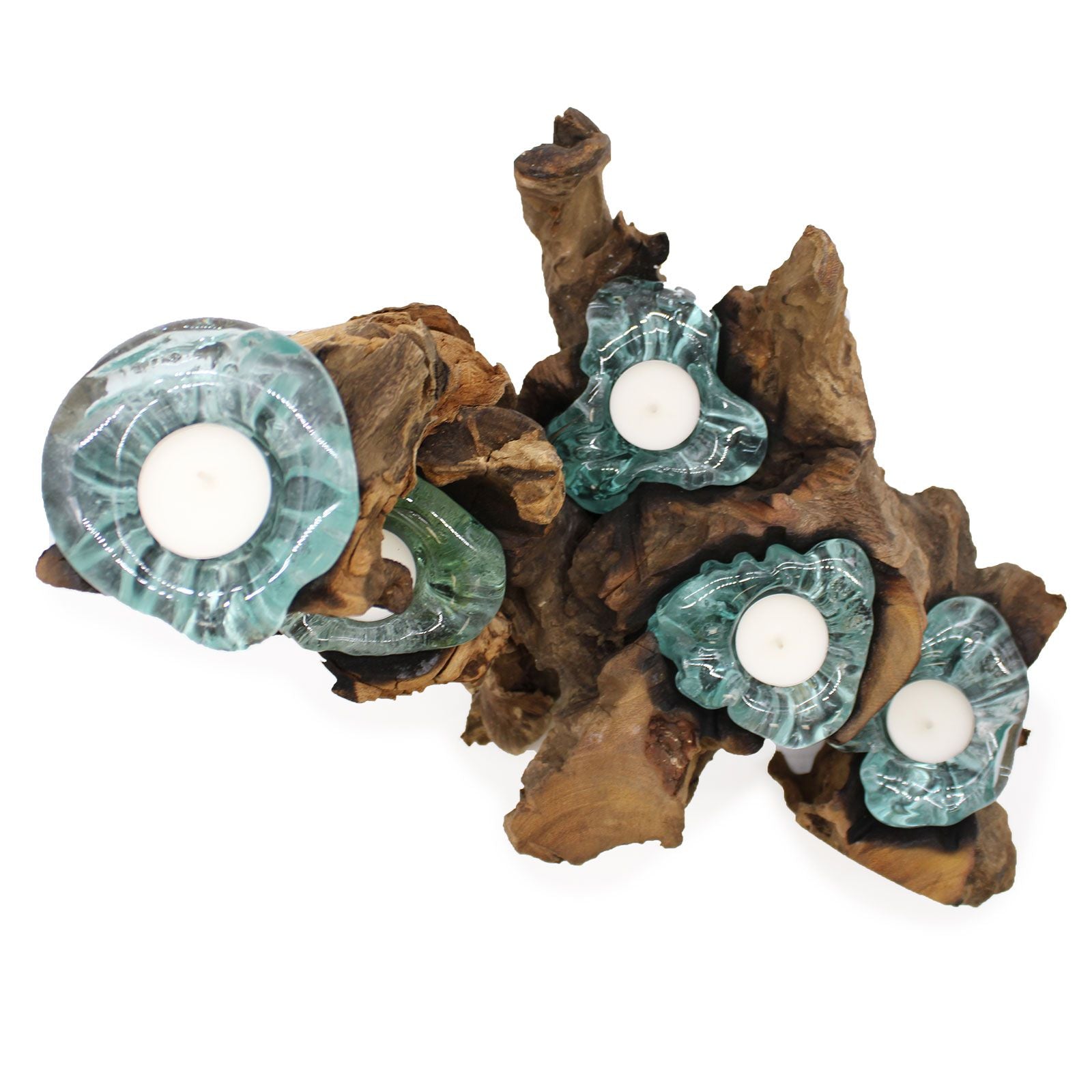 Photo 6 of Molten Glass Five Candle Holder On Wood Luxury Decor featuring authentic premium craftsmanship.