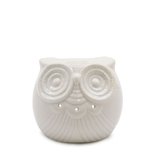 Classic White Oil Burner - Short Owl from our luxury classic white oil burners collection