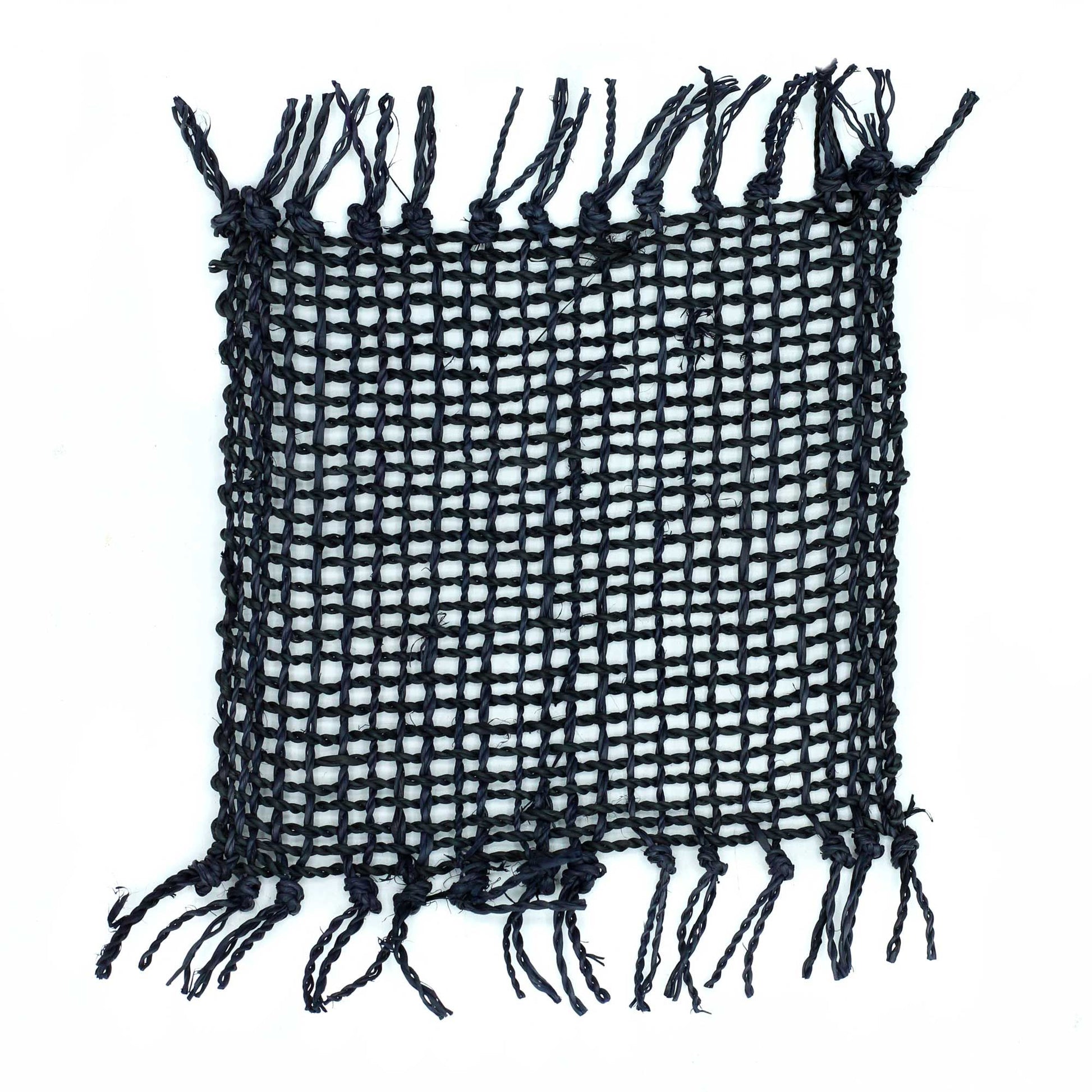 Set of 4 Seagrass Fringe Natural Coasters - Black from our luxury java placemats and coasters collection