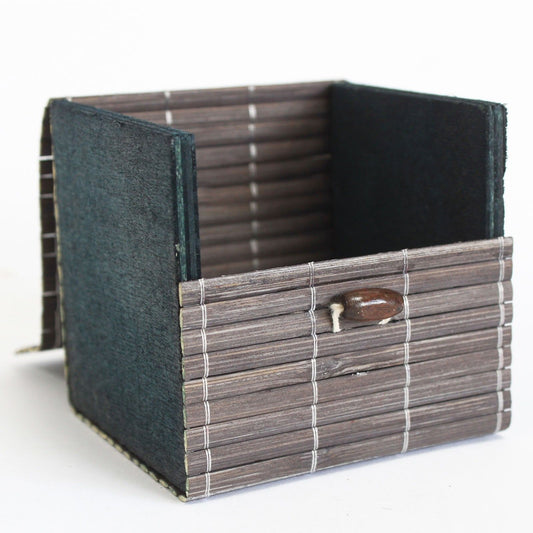 Single Box Slatted Bamboo lifestyle product photo on neutral background