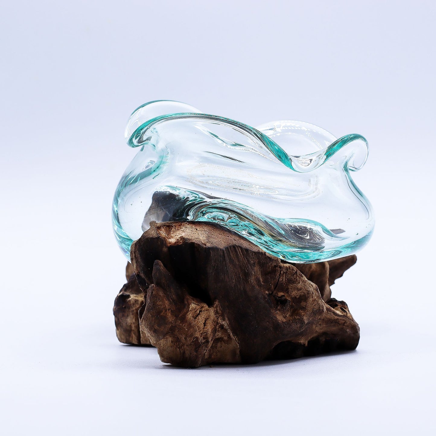 Photo 2 of Molten Glass Wavy Bowl On Wood 18cm Luxury Decor Premium Edi featuring authentic premium craftsmanship.