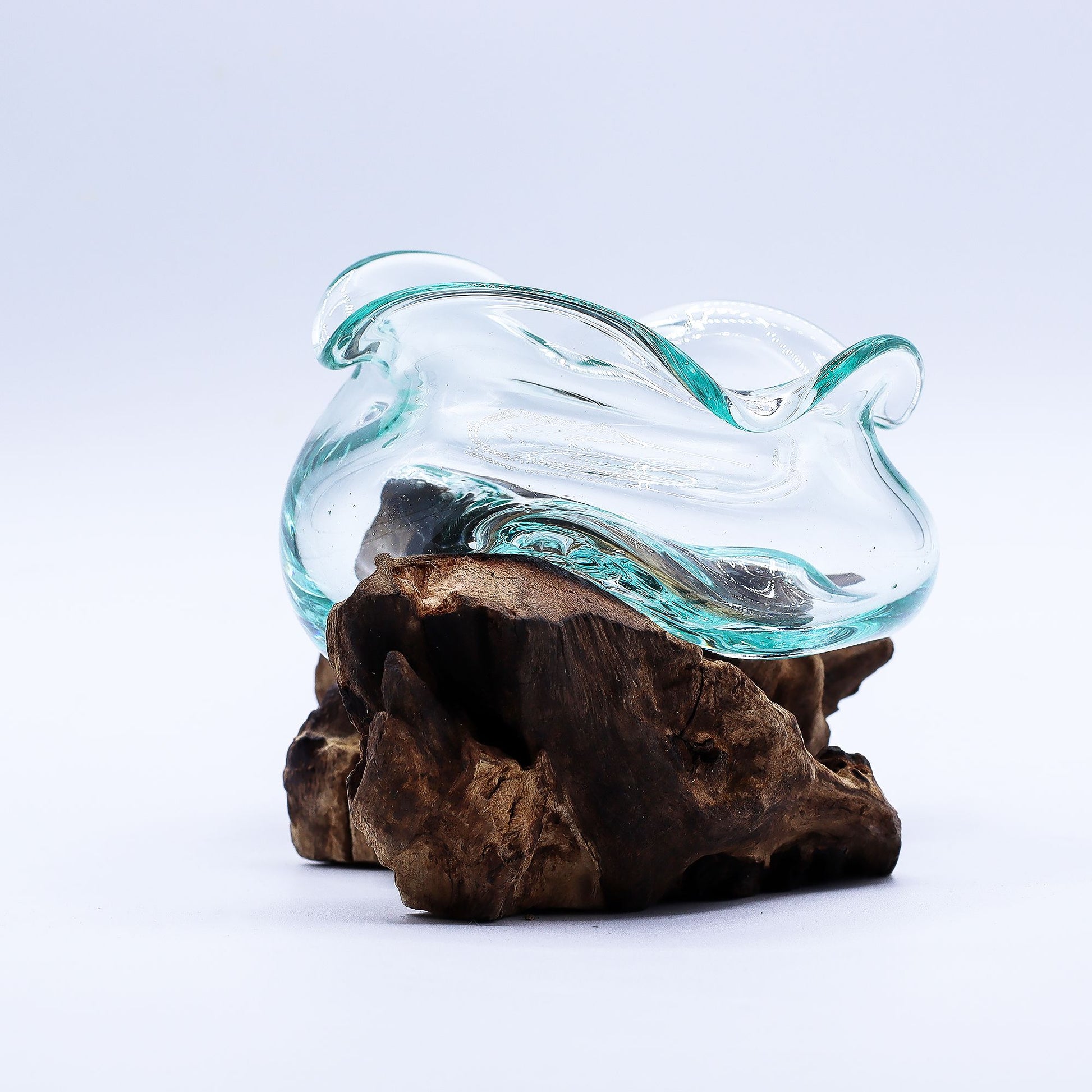 Photo 2 of Molten Glass Wavy Bowl On Wood 18cm Luxury Decor Premium Edi featuring authentic premium craftsmanship.
