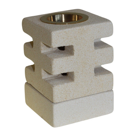 Stone Oil Burner - Abstract Cuts lifestyle product photo on neutral background