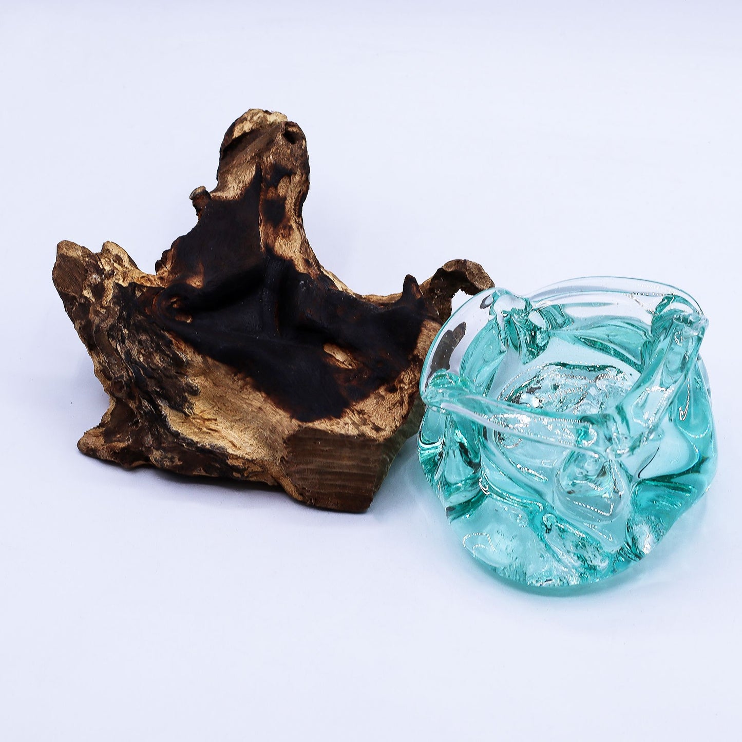 Photo 7 of Molten Glass Chunky Ashtray / Candle Holder On Wood 23cm featuring authentic premium craftsmanship.