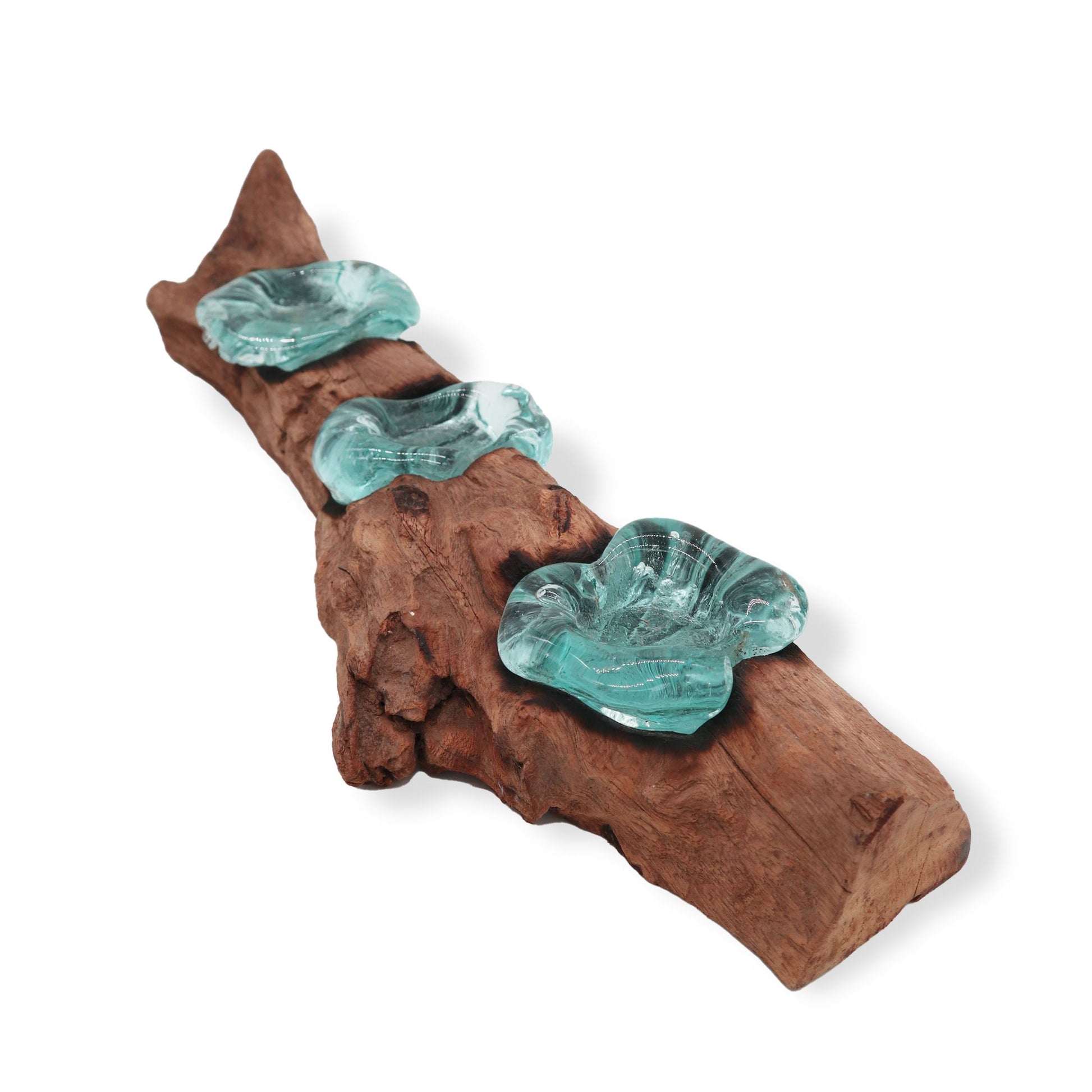 Photo 4 of Molten Glass Flat Triple Candle Holder On Wood Luxury Decor featuring authentic premium craftsmanship.