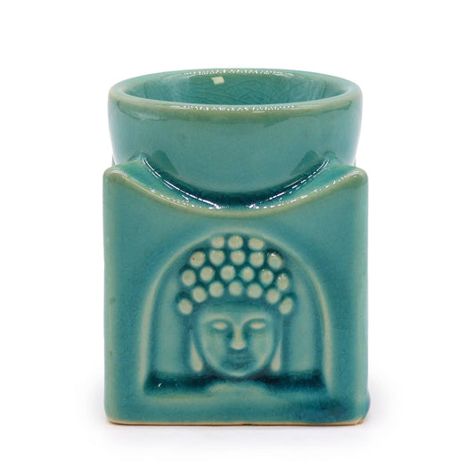 Square Buddha Burner - Soft Turquoise from our luxury classic buddha oil burners collection