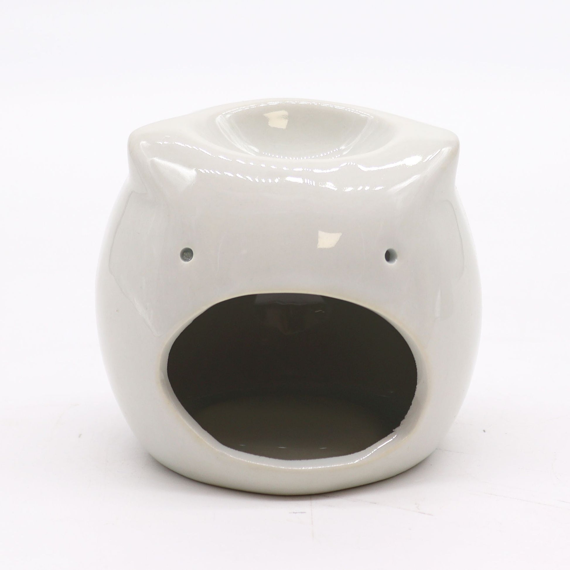Classic White Oil Burner - Short Owl from our luxury classic white oil burners collection