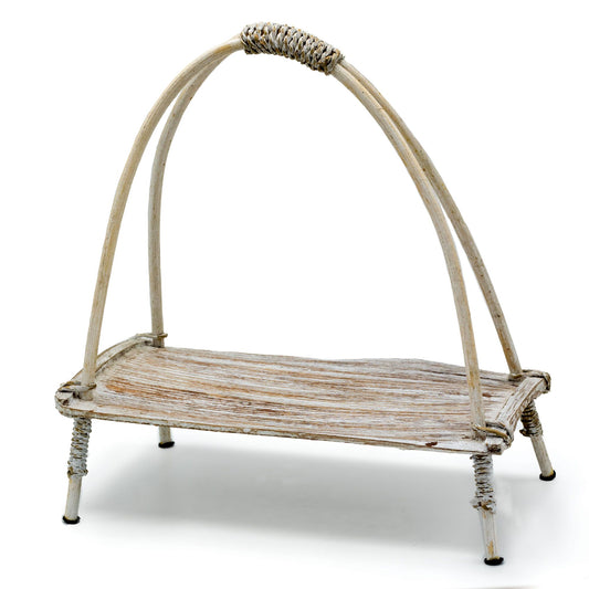 Coconut Leaf Tea Stand - Whitewash from our luxury coconut leaf fruit bowl sets & tea stands collection