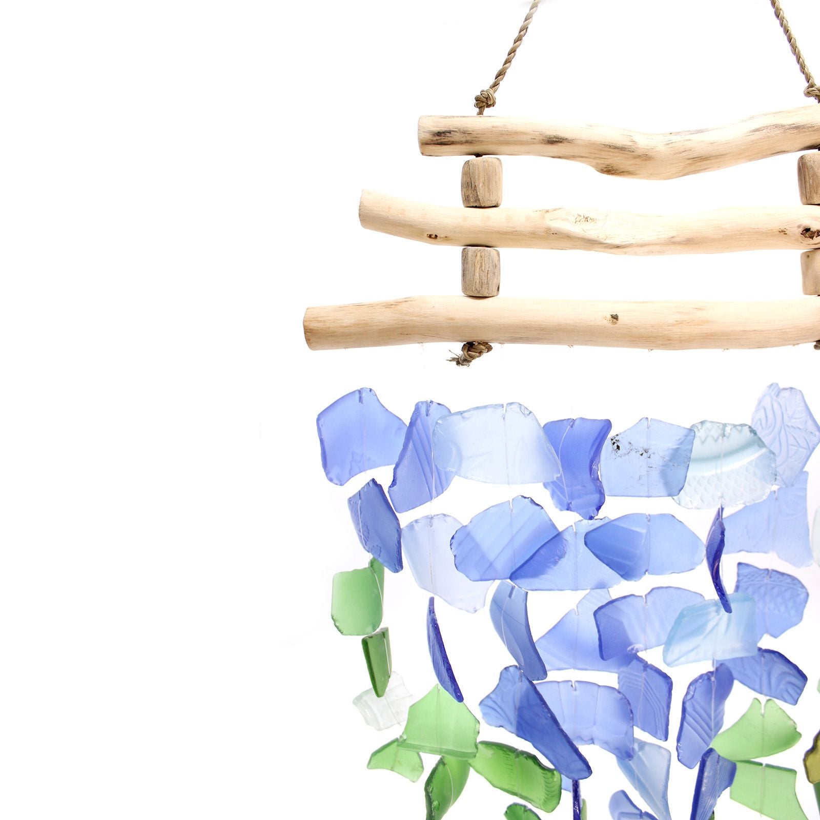 Three Stick - Blue & Green from our luxury recycled glass wind chimes collection